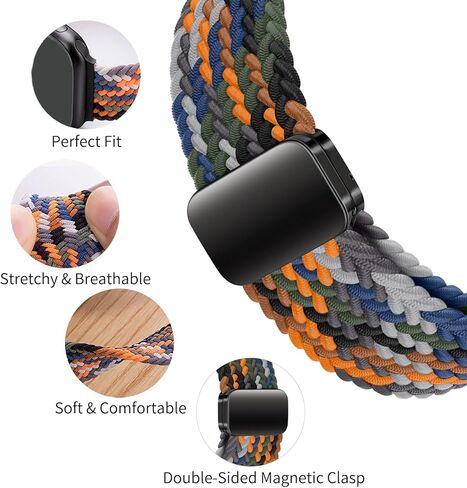 حزام ساعة مضفر مغناطيسي 20 ملم لـ Garmin Vivomove 3/HR/Style/Luxe/Vivoactive 5/3، Garmin Forerunner 55/165/245/645 Music/Venu Sq 2 حزام نايلون بديل رياضي in Kuwait