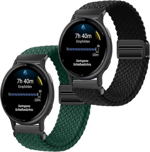 حزام ساعة مضفر مغناطيسي 20 ملم لـ Garmin Vivomove 3/HR/Style/Luxe/Vivoactive 5/3، Garmin Forerunner 55/165/245/645 Music/Venu Sq 2 حزام نايلون بديل رياضي in Kuwait