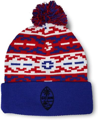 Speedy Pros Pom Pom Beanies for Women Seal of Guam Embroidery Skull Cap Flags Winter Hats for Men Acrylic 1 Size in Saudi Arabia