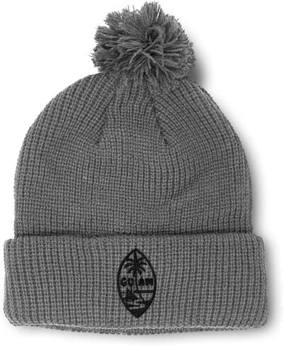 Speedy Pros Pom Pom Beanies for Women Seal of Guam Embroidery Skull Cap Flags Winter Hats for Men Acrylic 1 Size in Saudi Arabia