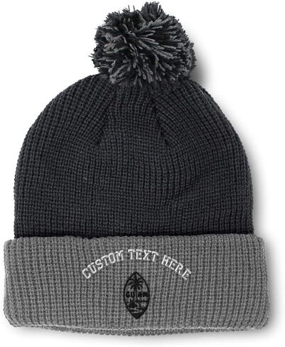 Speedy Pros Pom Pom Beanies for Women Seal of Guam Embroidery Skull Cap Flags Winter Hats for Men Acrylic 1 Size in Saudi Arabia