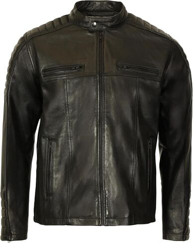 Gioberti Men's Stand Collar Motorcycle Leather Bomber Jacket in Saudi Arabia