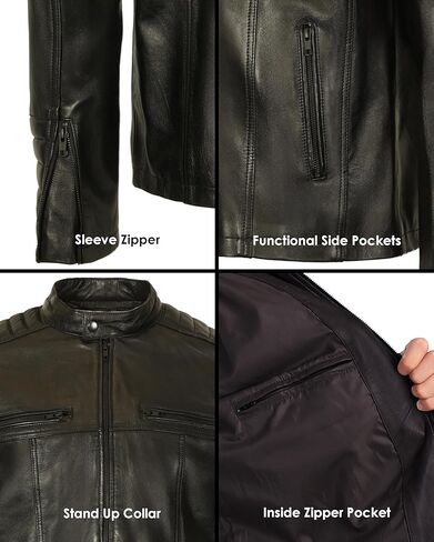 Gioberti Men's Stand Collar Motorcycle Leather Bomber Jacket in Saudi Arabia
