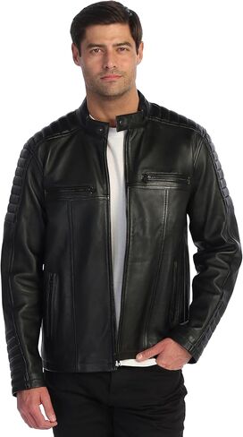 Gioberti Men's Stand Collar Motorcycle Leather Bomber Jacket in Saudi Arabia