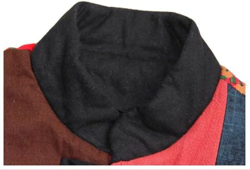 Women's Quilted Trench Coat Jacket Long Cotton Linen Blend Floral Print Outerwear Vintage Patchwork Design in Kuwait