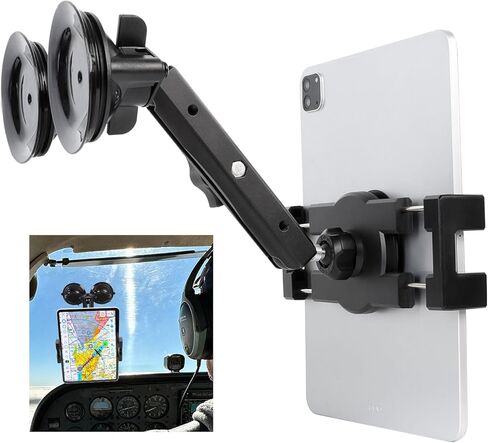 Aluminum Tablet Holder with Dual Suction Cup Base for Car/Boat Windshield, Tablet Stand Fits iPad Air 13" M2 (2024), iPad Pro 12.9" and other 4.7-15" Tablets, Mount on Window Bathroom Mirror in Kuwait
