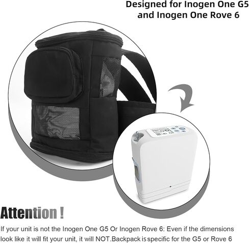 حقيبة ظهر محمولة لتركيز الأكسجين تناسب Inogen One G5 وInogen Rove 6، حقيبة كتف خفيفة الوزن مع أشرطة كتف قابلة للتعديل لملحقات مكثف الأكسجين G5 Rove 6 (حقيبة فقط) in Kuwait