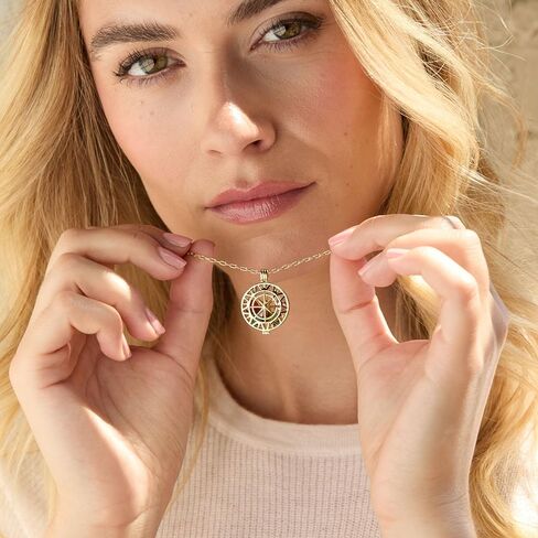 EVE'S ADDICTION Gold Customized CZ Birthstones Compass Locket Necklace, 18" Chain - Custom Birthstone Necklace for Women - Birthstone Jewelry - Gifts for Mom in Saudi Arabia