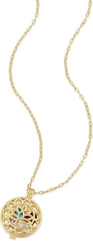 EVE'S ADDICTION Gold Customized CZ Birthstones Compass Locket Necklace, 18" Chain - Custom Birthstone Necklace for Women - Birthstone Jewelry - Gifts for Mom in Saudi Arabia