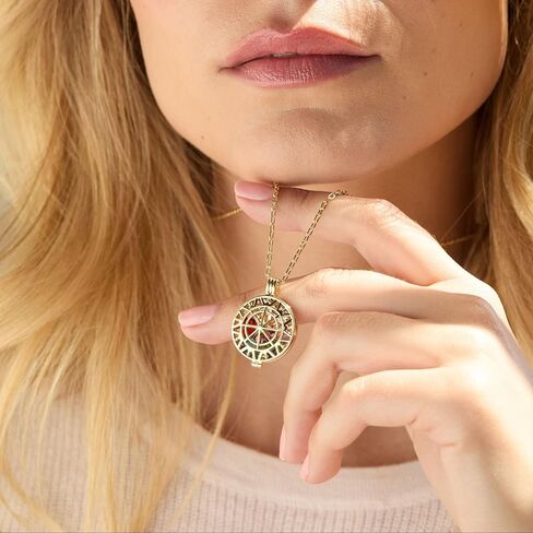 EVE'S ADDICTION Gold Customized CZ Birthstones Compass Locket Necklace, 18" Chain - Custom Birthstone Necklace for Women - Birthstone Jewelry - Gifts for Mom in Saudi Arabia
