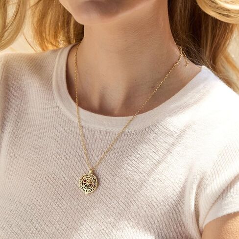 EVE'S ADDICTION Gold Customized CZ Birthstones Compass Locket Necklace, 18" Chain - Custom Birthstone Necklace for Women - Birthstone Jewelry - Gifts for Mom in Saudi Arabia