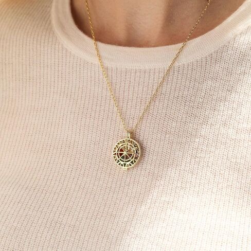 EVE'S ADDICTION Gold Customized CZ Birthstones Compass Locket Necklace, 18" Chain - Custom Birthstone Necklace for Women - Birthstone Jewelry - Gifts for Mom in Saudi Arabia