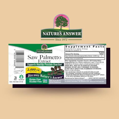 Nature's Answer Alcohol-Free Saw Palmetto Berry Extract, 1-Fluid Ounce | Prostate Support | Natural Urinary Health | Promotes Hair Growth in Saudi Arabia