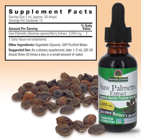 Nature's Answer Alcohol-Free Saw Palmetto Berry Extract, 1-Fluid Ounce | Prostate Support | Natural Urinary Health | Promotes Hair Growth in Saudi Arabia