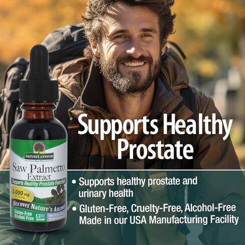 Nature's Answer Alcohol-Free Saw Palmetto Berry Extract, 1-Fluid Ounce | Prostate Support | Natural Urinary Health | Promotes Hair Growth in Saudi Arabia