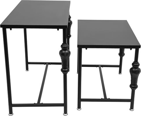 Retail Display Table, Set of 2 Nesting Tables Industrial Metal Shoe Handbag Boutique Display Stand Heavy Duty Retro Standing Riser Shelf 50lbs Load Capacity for Retail Store Clothing Store Hotel (Black) in Saudi Arabia
