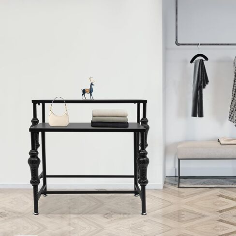 Retail Display Table, Set of 2 Nesting Tables Industrial Metal Shoe Handbag Boutique Display Stand Heavy Duty Retro Standing Riser Shelf 50lbs Load Capacity for Retail Store Clothing Store Hotel (Black) in Saudi Arabia