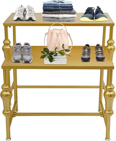 Retail Display Table, Set of 2 Nesting Tables Industrial Metal Shoe Handbag Boutique Display Stand Heavy Duty Retro Standing Riser Shelf 50lbs Load Capacity for Retail Store Clothing Store Hotel (Black) in Saudi Arabia