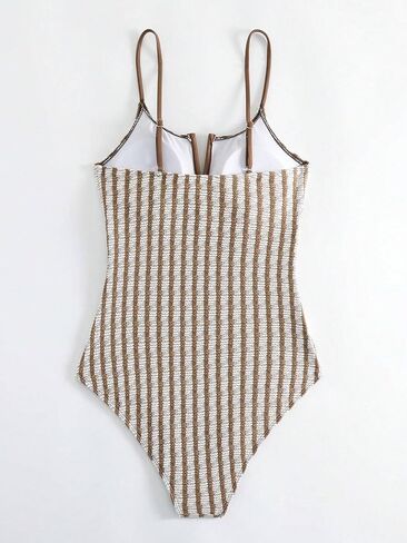 Women's High Stretch Striped One Piece Swimsuit Spaghetti Strap Monokini for Beach & Vacation in Saudi Arabia