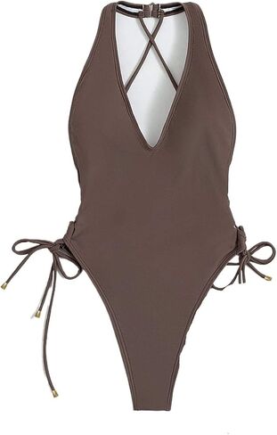 Women's High Stretch Criss-Cross One-Piece Swimsuit Casual Monokini for Beach and Vacation in Saudi Arabia