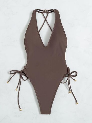 Women's High Stretch Criss-Cross One-Piece Swimsuit Casual Monokini for Beach and Vacation in Saudi Arabia
