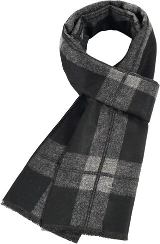 Mens Winter Scarf Cashmere Feel Warm Scarves Long Plaid Tassel Scarf for Men in Kuwait