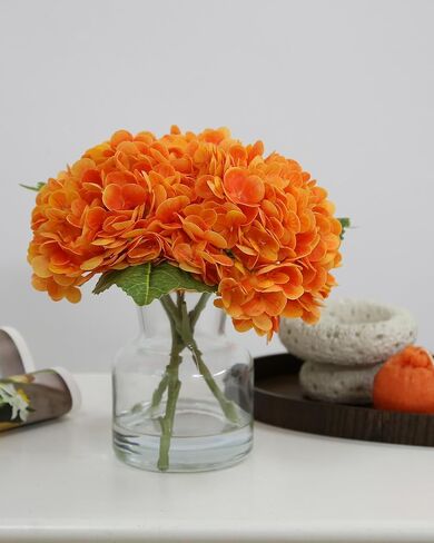 Real Touch Artificial Flowers Hydrangea in Vase for Home Decoration,Artificial Hydrangeas Centerpieces for Tables, Lifelike Fake Hydrangea in Vase for Bathroom, Office and Water Bar in Kuwait