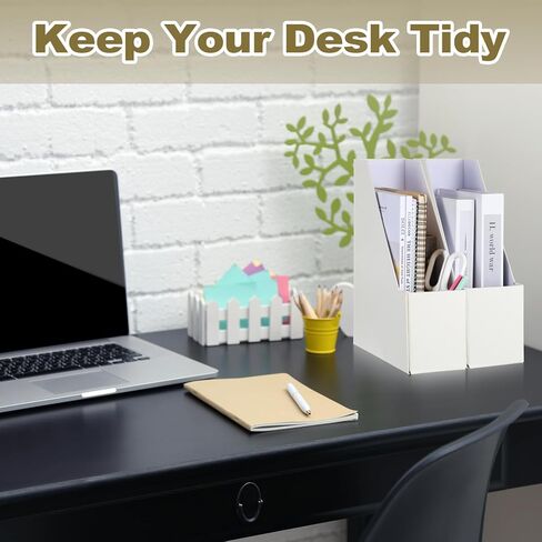 Gueevin Set of 6 Magazine File Holder Stylish Sturdy Cardboard File Boxes Desk Magazine Organizer Rack with Gold Label Holder to Organize Your Desk or Shelves for Home Classroom Office Library(Beige) in Saudi Arabia