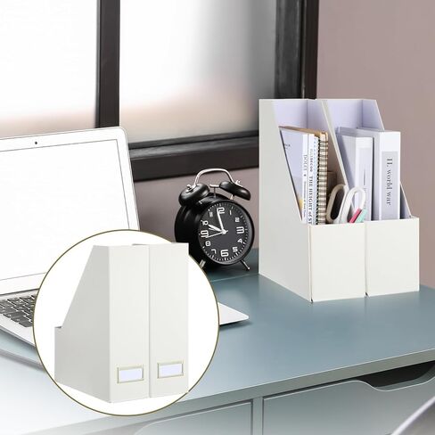 Gueevin Set of 6 Magazine File Holder Stylish Sturdy Cardboard File Boxes Desk Magazine Organizer Rack with Gold Label Holder to Organize Your Desk or Shelves for Home Classroom Office Library(Beige) in Saudi Arabia