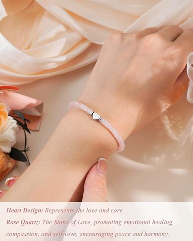 Stocking Stuffers for Women Teen Girls,Rose Quartz Beaded Bracelets for Women Teenage Teen Girl Gift Trendy Stuff with Inspirational Card in Saudi Arabia