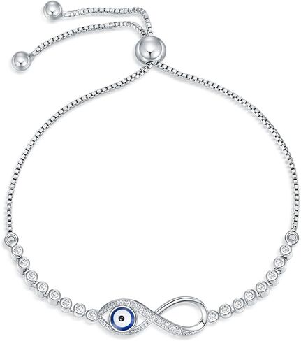 Blue Evil Eye Bracelet S925 Sterling Silver Jewelry Gifts for Women Men in Saudi Arabia