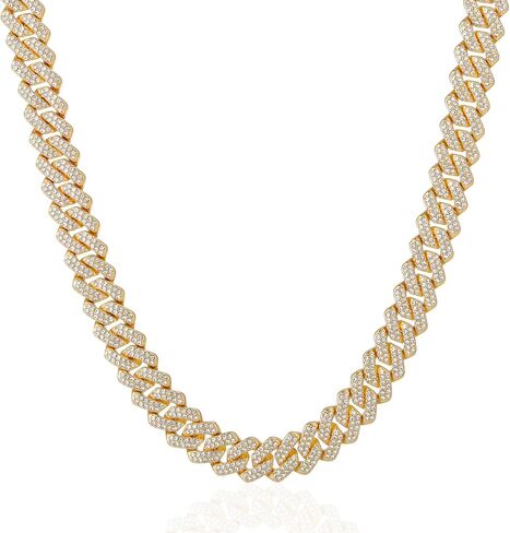 Cuban Link Chain For Men - Iced Out Diamond Necklace | Silver & Gold Plated Hip Hop Chains in Saudi Arabia