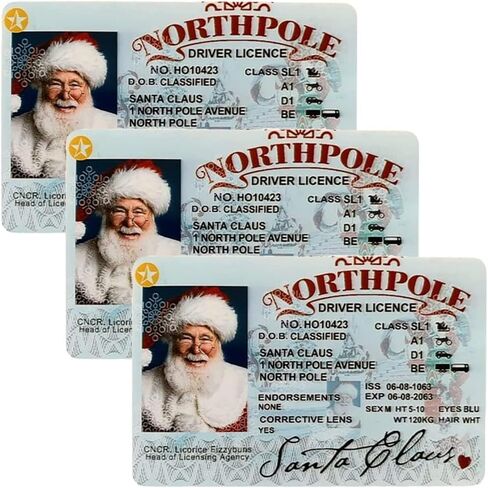 Santa Claus Lost Drivers License Christmas Decorations,Novelty Sleigh Flying ID Card,Claus Card Flight Eve Key Box Gift Eve Key Box Gift (3 Pcs) in Saudi Arabia