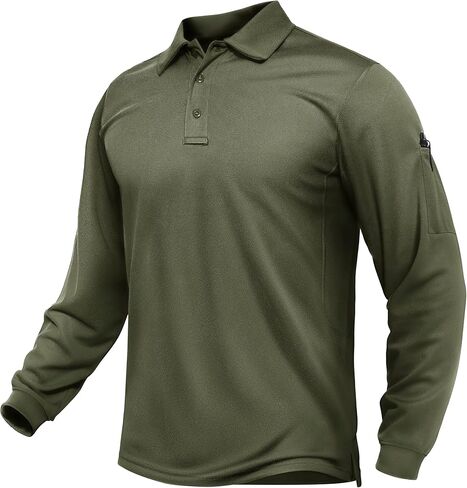 TACVASEN Men's Polo Shirts Long Sleeve Quick Dry Shirt Performance Tactical Shirts Golf Shirt Casual Outdoor Work Shirt in Saudi Arabia