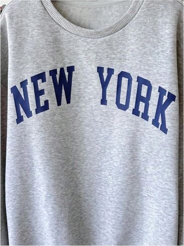 OYOANGLE Girl's Letter Graphic Print Fleece Sweatshirts Long Sleeve Crewneck Loose Pullover Sweatshirt in Saudi Arabia
