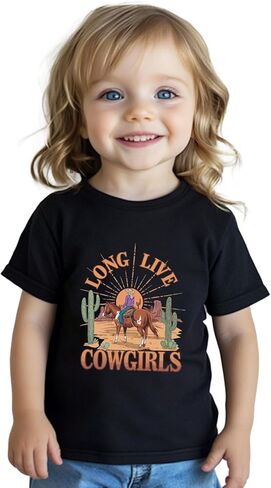 Cowgirl Shirt for Girls Western T-Shirts Kids Cowboy Letter Cotton Horse Clothes Cute Tops Tee 2-8 Years in Saudi Arabia