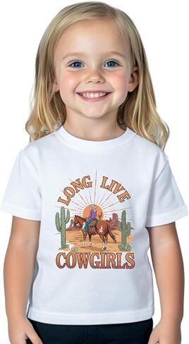 Cowgirl Shirt for Girls Western T-Shirts Kids Cowboy Letter Cotton Horse Clothes Cute Tops Tee 2-8 Years in Saudi Arabia