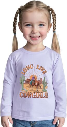 Cowgirl Shirt for Girls Western T-Shirts Kids Cowboy Letter Cotton Horse Clothes Cute Tops Tee 2-8 Years in Saudi Arabia