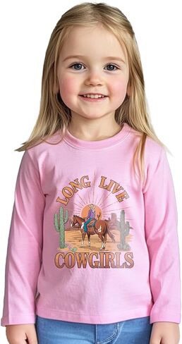 Cowgirl Shirt for Girls Western T-Shirts Kids Cowboy Letter Cotton Horse Clothes Cute Tops Tee 2-8 Years in Saudi Arabia