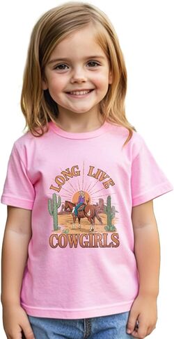 Cowgirl Shirt for Girls Western T-Shirts Kids Cowboy Letter Cotton Horse Clothes Cute Tops Tee 2-8 Years in Saudi Arabia