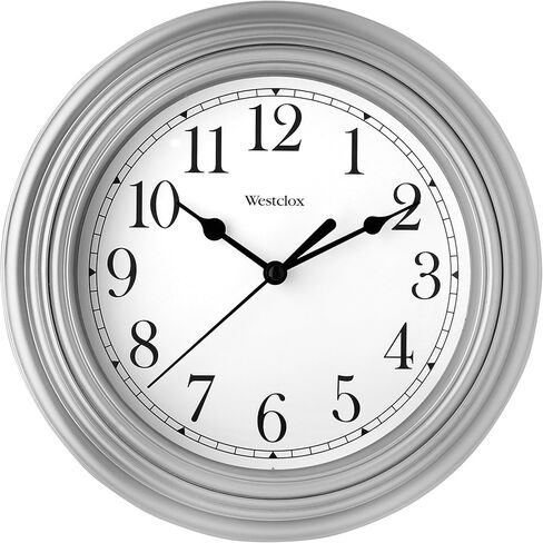 ساعة حائط دائرية بحركة كوارتز Westclox، تصميم تناظري معاصر، تعمل بالبطارية للاستخدام الداخلي (أسود، 9 بوصة) in Saudi Arabia