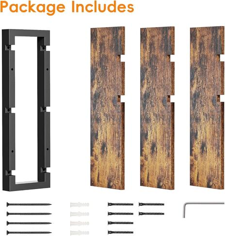 Homode Floating Shelves for Wall, Wood Wall Shelves for Bathroom, 3 Tier Shelves for Wall Decor, Decorative Hanging Storage Shelf for Bedroom Kitchen Living Room, Rustic Brown and Black in Saudi Arabia
