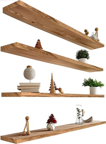 48 Inch Floating Shelves for Wall Rustic Light Wood Wall Shelves for Bedroom Set of 4 in Saudi Arabia