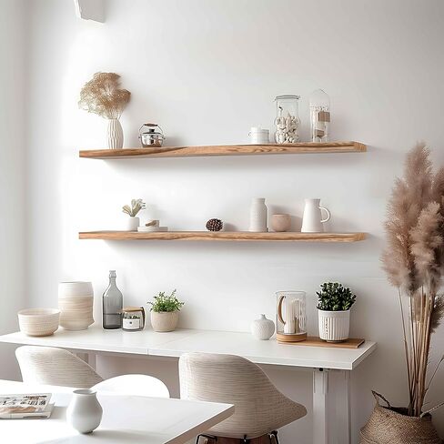 48 Inch Floating Shelves for Wall Rustic Light Wood Wall Shelves for Bedroom Set of 4 in Saudi Arabia