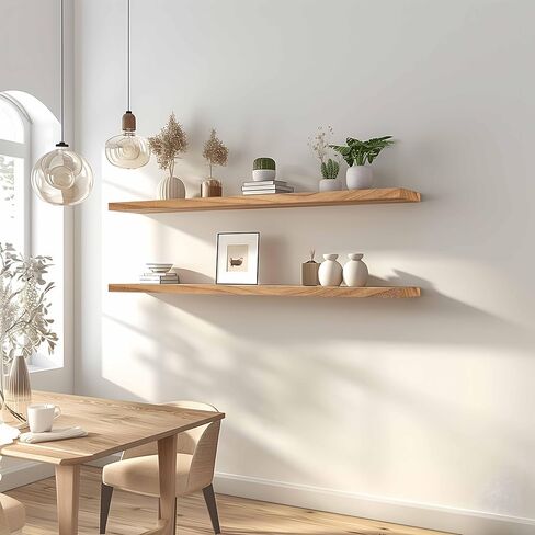48 Inch Floating Shelves for Wall Rustic Light Wood Wall Shelves for Bedroom Set of 4 in Saudi Arabia