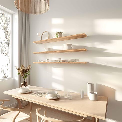 48 Inch Floating Shelves for Wall Rustic Light Wood Wall Shelves for Bedroom Set of 4 in Saudi Arabia