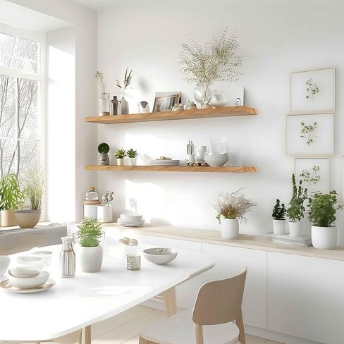 48 Inch Floating Shelves for Wall Rustic Light Wood Wall Shelves for Bedroom Set of 4 in Saudi Arabia
