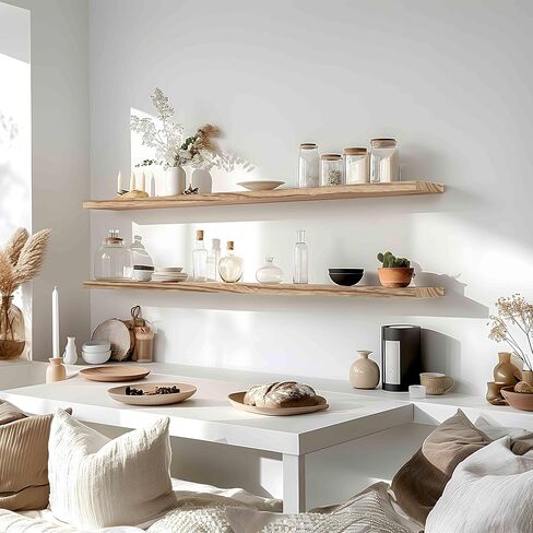 48 Inch Floating Shelves for Wall Rustic Light Wood Wall Shelves for Bedroom Set of 4 in Saudi Arabia