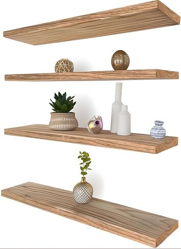 48 Inch Floating Shelves for Wall Rustic Light Wood Wall Shelves for Bedroom Set of 4 in Saudi Arabia