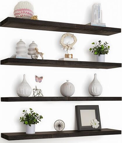48 Inch Floating Shelves for Wall Rustic Light Wood Wall Shelves for Bedroom Set of 4 in Saudi Arabia